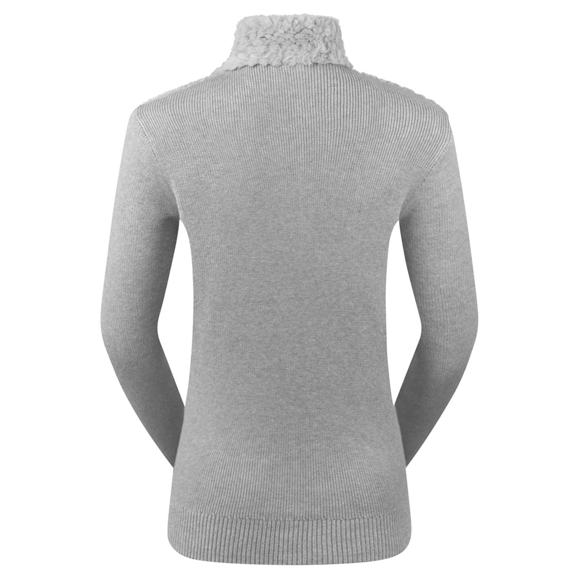 Pure Golf Ellisa Knitted Faux Fir Front Ladies Golf Mid Layer Pale Grey